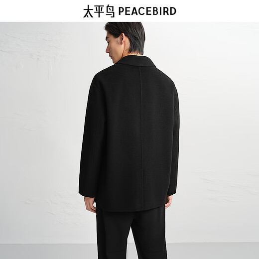 PEACEBIRD Men's Coat Winter Double-sided Wool Coat B1AAE4210 Black 1 2XL