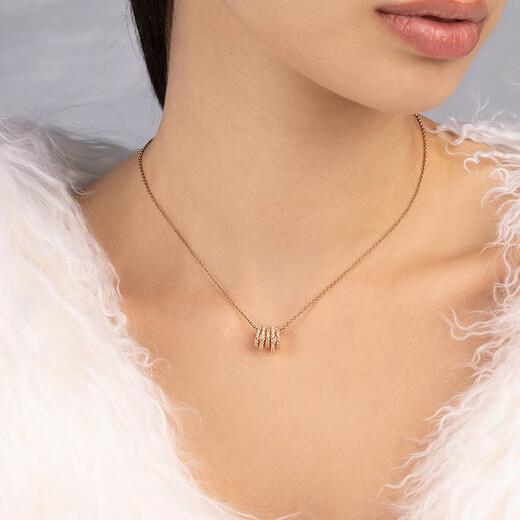 APM Monaco multi-circle white flash zirconium pendant adjustable necklace neck chain jewelry gift sweater chain