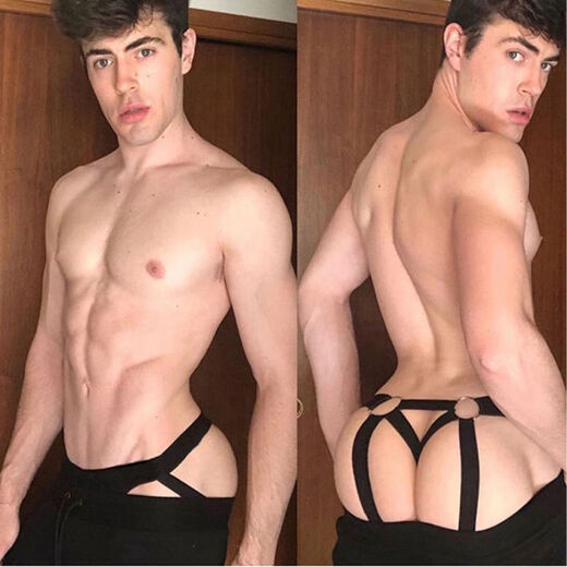 Gay double underwear men's sexy men's sexy underwear thong men's temptation show 113 black 100-120Jin Jin equals 0.5 kg