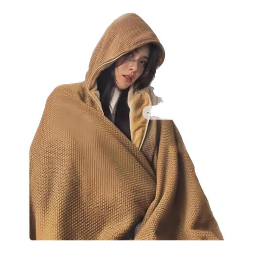 New winter indoor office heating artifact with hooded electric shawl for women, windproof and warm, washable, windproof and ear protection, upgraded hat model, mocha brown, 15 seconds quick heating + 8 zone heating, 1W mAh power bank, carbon fiber heating + efficient temperature lock + triple safety protection