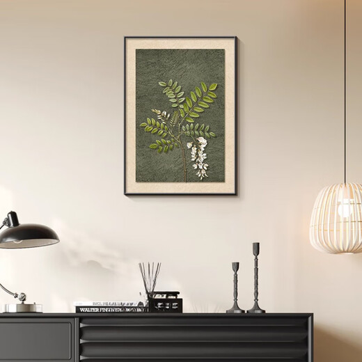 Французская ретро хурма хурма Ruyi сервировка стола живопись античный стиль гостиная подвесная живопись ресторан спальня элитный теплый дом декоративная живопись ботанический арт-D 30*40 ткань узор пленка из алюминиевого сплава черная рамка