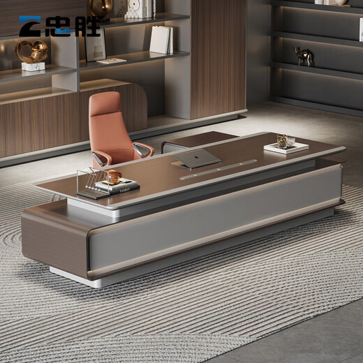 Office furniture new light luxury CEO desk boss desk workbench chairman E0 level environmental protection boss 2.4m boss desk E0 level environmental protection