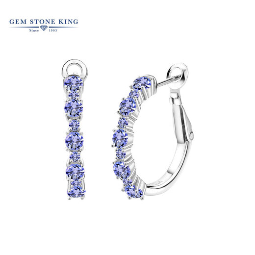 GEM STONE KING 1.82 carat tanzanite earrings for women 925 silver group inlaid with colorful gems full of diamond earrings for women as gifts for girlfriends