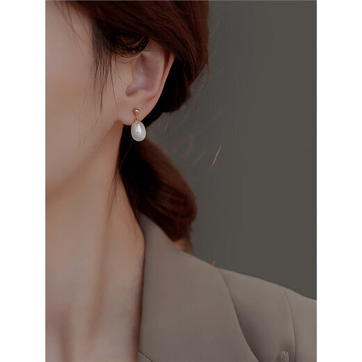 Meliades S925 Silver High-Light Freshwater Pearl Stud Earrings Exquisite Earrings Niche Design Earrings Valentine's Day Birthday Gift Freshwater Pearl-Stud Earrings