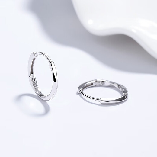 Earrings sterling silver 9999 geometric plain hoop earrings simple niche design earrings delivery box gift for wife white gold (with box)