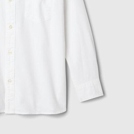 Gap Boys' Spring Embroidered Logo Long-Sleeved Shirt Fitted Children's Top US Version 605359 White 120/64 (6-7 years old)