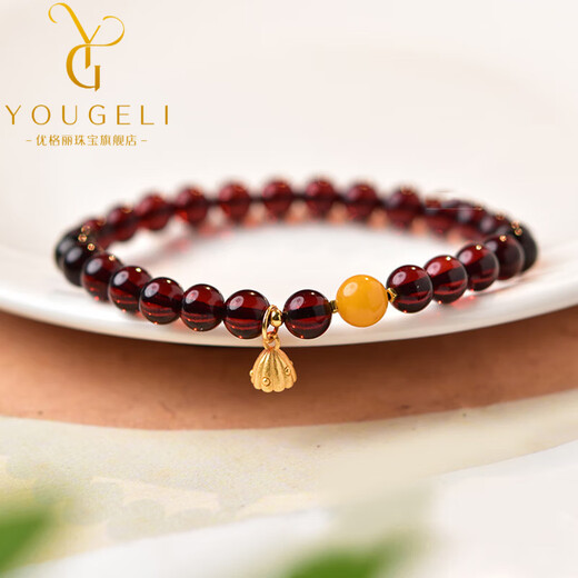 Yogurt natural blood amber bracelet for women, amber beeswax, jasper, pearl, turquoise, south red bracelet, single circle, beads 10mm