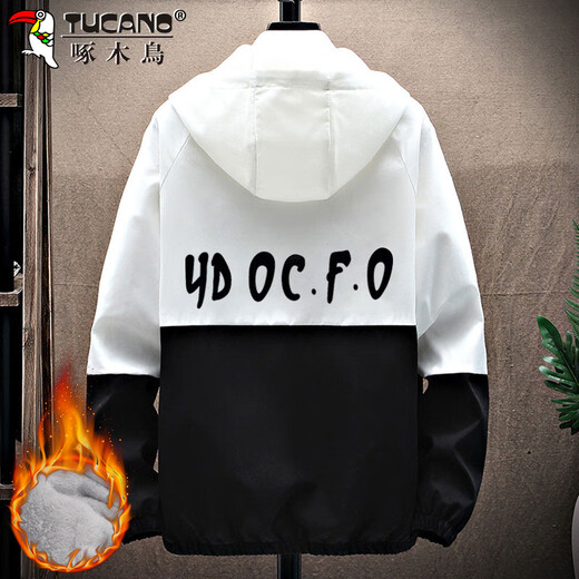 Woodpecker (TUCANO) Jacket Men's Autumn and Winter Work Jacket Men's Korean Style Casual Loose Handsome Men's Clothing Black Gray Velvet XL