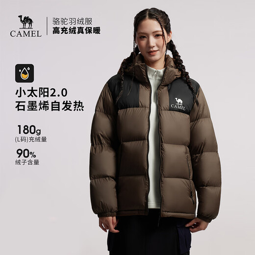 Camel (CAMEL) outdoor down jacket thickened and warm in winter for men and women, windproof and water-repellent graphene bread jacket