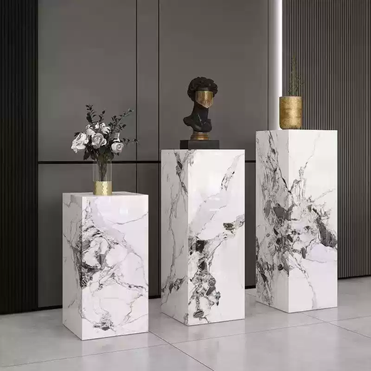 Yusenyi marble slate flower stand living room entrance floor-standing decoration hotel courtyard light luxury high-end column sculpture base processing and customization