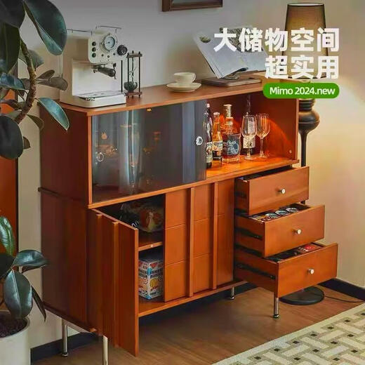 Yusenyi retro solid wood wine cabinet, antique glass cabinet, living room display cabinet, sofa side cabinet, stainless steel tea cabinet, side cabinet, antique pine wood