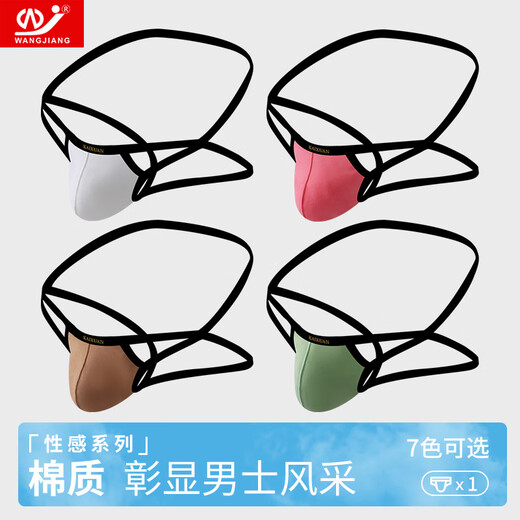 Wangjiang (WANGJIANG) men's sexy underwear fun thong ultra-thin breathable sexy pants fun briefs T black S /M