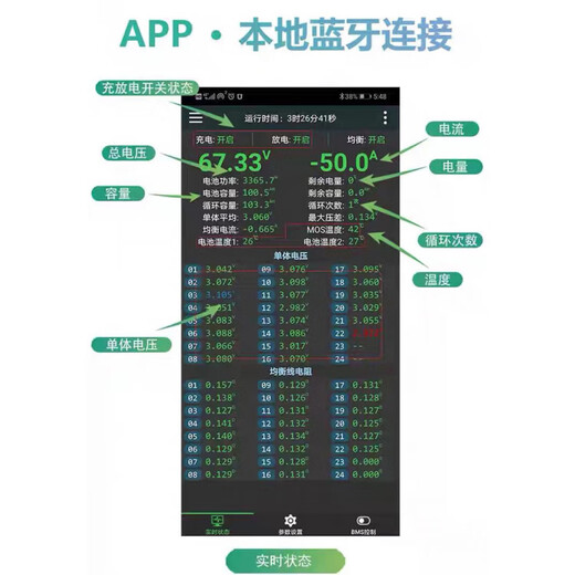 Extreme space protection board intelligent 4-24 strings 200A lithium battery ternary lithium iron phosphate with Bluetooth BMS active balancing 4-8 strings 2A balancing current continuous 300A current