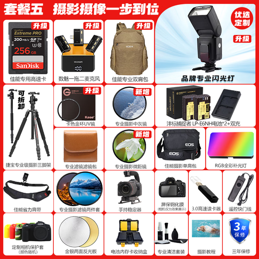 Canon EOS R6 Mark II full-frame mirrorless camera r6 2 second generation professional mirrorless Vlog digital camera R6 second generation + RF24-105 USM lens kit package five professional flash ~ 256G speed card ~ wireless microphone