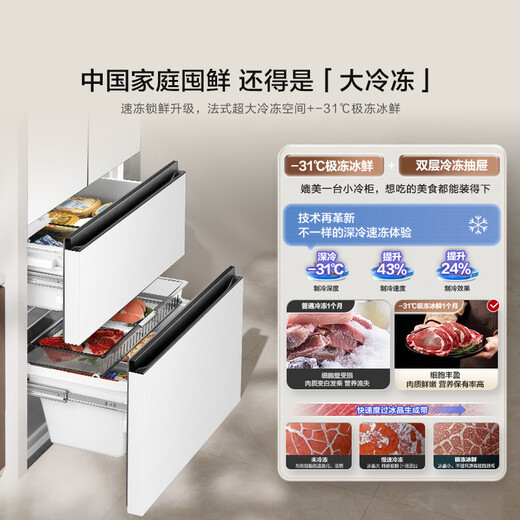 Hisense Big Mint 509L French-style multi-door refrigerator dual-system automatic ice making embedded large-capacity first-class energy efficiency net odor air-cooled white BCD-509S3FZSQD national subsidy