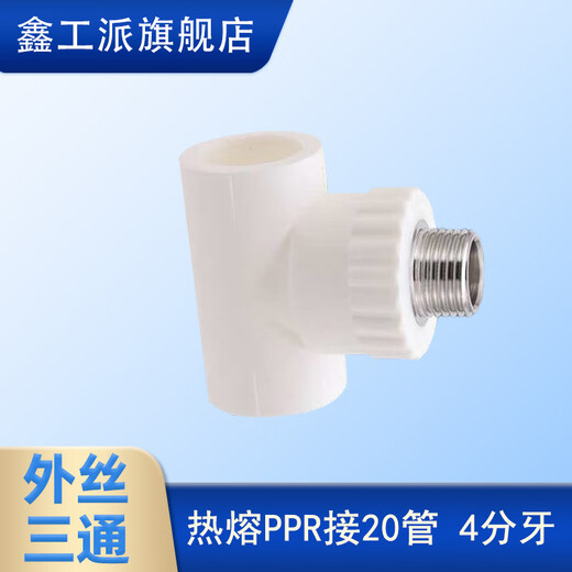 Xingongpai PPR external wire tee water supply pipe joint hot melt water pipe accessories T20x1/2M (2 pieces)