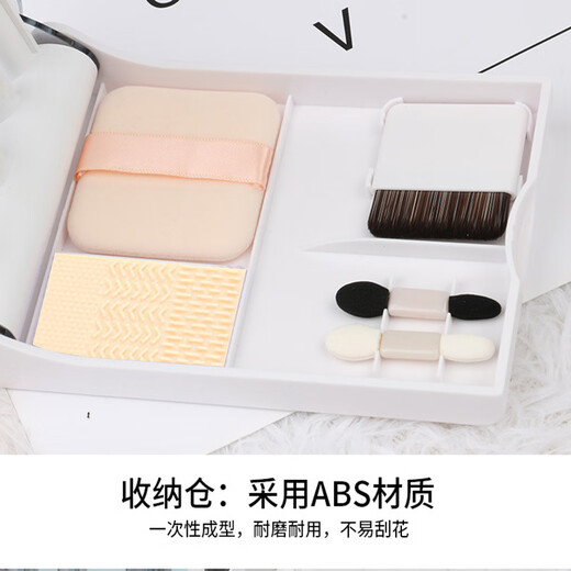 YAHLIGS girls portable 5-piece makeup brush set with mirror, soft-bristled powder brush, foundation brush, student affordable mini brush, multi-functional portable makeup brush, 10 pieces, white + makeup mirror