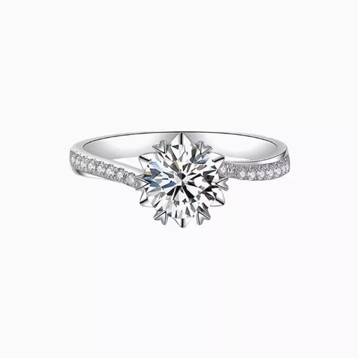 I Do platinum PT950 diamond ring micro-paved snowflake twist arm 1 carat cultivated diamond proposal engagement ring as a gift for girlfriend Snowflake twist arm micro-paved 50-point diamond opening adjustable