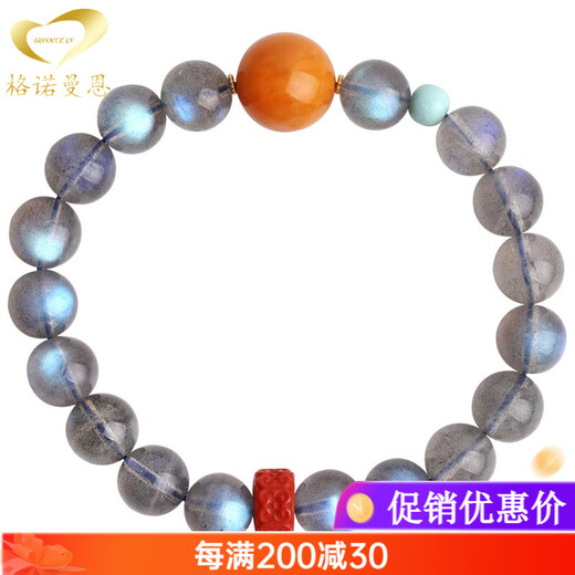 GONMCEAN Gray Moonstone Bracelet Strong Blue Light Bracelet Crystal Old Wax Accessories Women's Gift Bead Diameter 8mm