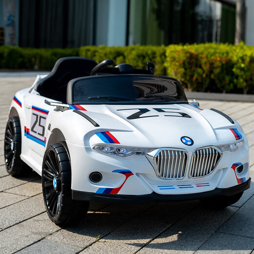 Stroller, children's electric car, four-wheel enlarged, can seat people with remote control, charging toy car for boys and girls, baby electric, red single drive + small battery + early education music + remote control