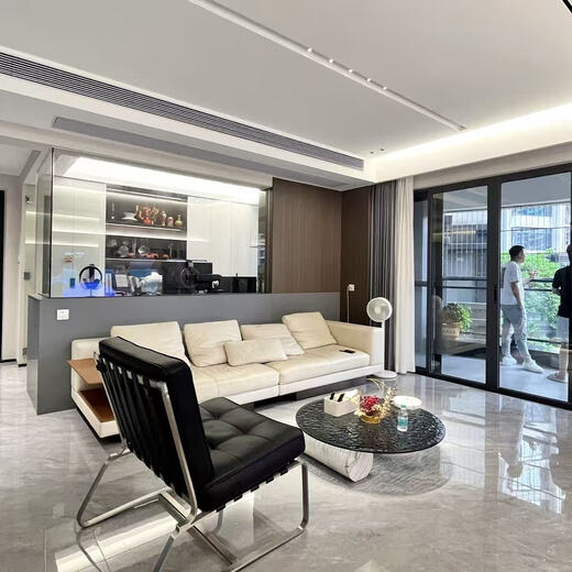 Modern black and white gray decoration design, simple and modern, Zhaoqing decoration company, Huaxun decoration full package repair