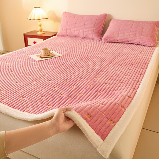 CARTELO crocodile (CARTELO) Class A baby velvet embroidered quilted mattress cushion home bedroom mattress plus velvet thickened cushion 2025 new style Xiongxiong-bean paste powder 150*200cm single mattress + pillowcase pair