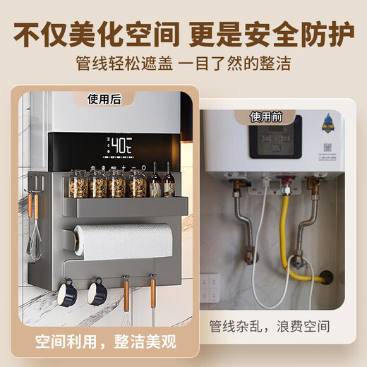 JCZS German brand gas water heater shield magnetic pipe decorative hole board kitchen natural gas ugly cover gun gray holeless dustproof - width 40 height 40 depth 17 (carbon steel storage cover