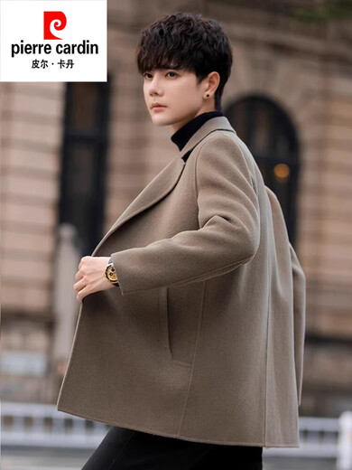 Pierre Cardin double-sided coat men's mid-length high-end windbreaker 2024 winter thickened Korean style new woolen coat black 1 L recommended 110-125Jin Jin equals 0.5 kg