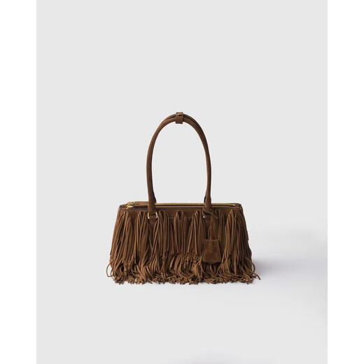 PRADA FW25 Light Luxury Women's Brown Suede Shoulder Bag Brown One Size