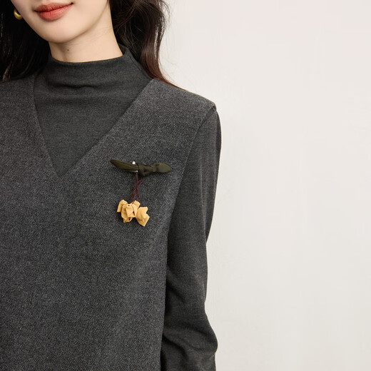 Xishijie (sllsky) gray miu gray woolen suit autumn and winter eight-point wide-leg pants sleeveless V-neck vest two-piece set dark floral gray S