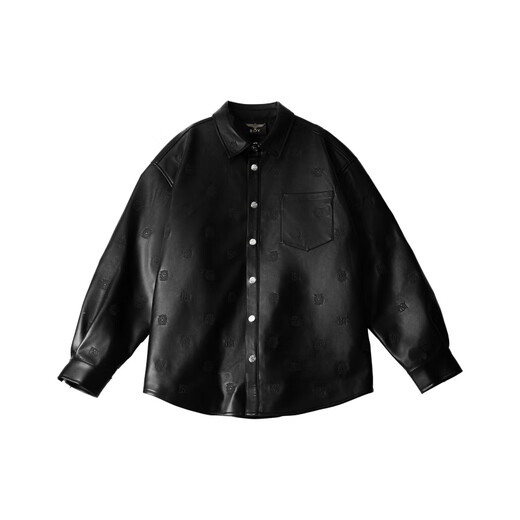 BOY LONDON simple, comfortable and versatile casual printed long-sleeved shirt for men and women, black, black XS