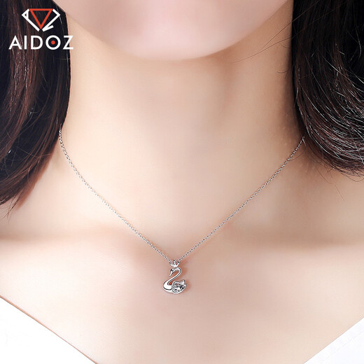 Aido diamond platinum crown swan pendant for women pt950 platinum pendant gift for wife, weight 1.8-2.0 grams + delivery silver chain + certificate