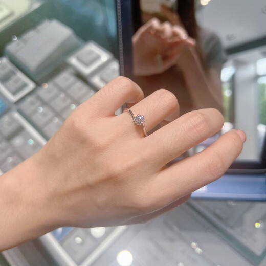 I Do platinum PT950 diamond ring snowflake twist arm 1 carat cultivated diamond engagement wedding diamond ring gift for girlfriend snowflake twist arm 50 points diamond size 11