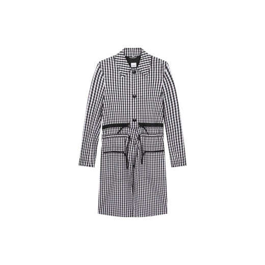 BURBERRY plaid printed lapel long-sleeved mid-length windbreaker men's black and white black and white one size 44