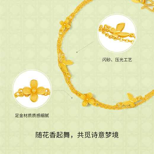 Saturday Fumeng Die Pure Gold 999 Gold Bracelet Women's New Year's Birthday Gift Price A0713018 Approximately 2.71g 16+3cm