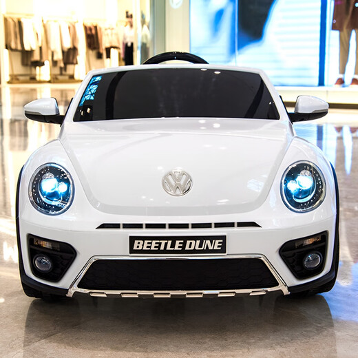 Yijing Volkswagen Beetle baby electric car four-wheel dual drive remote control swing toy car can seat baby and child luxury pink + soft tire + leather seat + remote control swing + Bluetooth music + portable pull rod