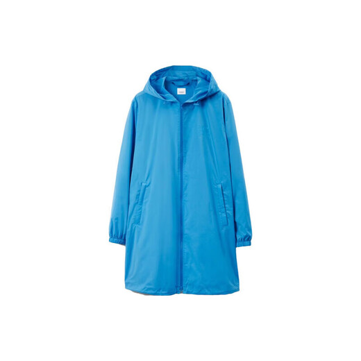 博柏利（BURBERRY）新年礼物纯色连帽拉链中长款长袖风衣男款 天蓝色 XS