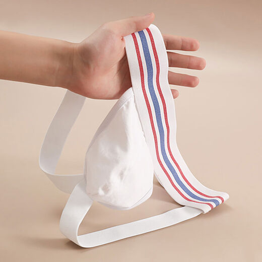 Men's sexy solid color cotton double thongs gay thongs rainbow low-waisted 0-open, no-take-off buttock-feeling pants white M recommended 90-110 Jin Jin equals 0.5 kg