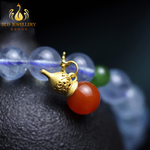 Bailuoqi Xie Xie ice-permeable aquamarine bracelet for women South red gourd pendant blue bracelet 520 gift with gourd 8cm