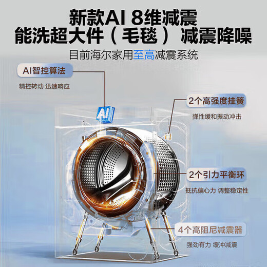 Haier's 26-year Beyond 4.0 new product 58E 11kg drum washing machine ultra-thin flat-mounted fully automatic washing and drying integrated belt drying household large-capacity surf wash trade-in 11kg washing and stripping + eight-dimensional shock absorption + down blanket washing + blue shield sterilization drum