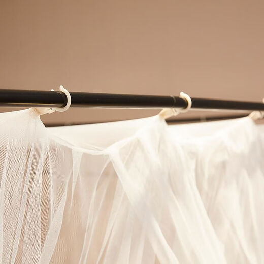 Yusenyi Mesh Mosquito Net Easy to Install Home Bedroom Encrypted 15m 18m Floor Bracket Milk Apricot Mosquito Net with White Paint Bracket 1 Point 55 Feet Bed