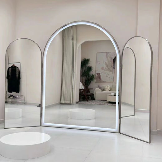 Yusenyi arched bridal shop fitting mirror, ultra-white mirror, beauty mirror, fitting mirror, three-way mirror, 30% off stackable full-body floor-standing mirror, single-way mirror with separate connection, no other