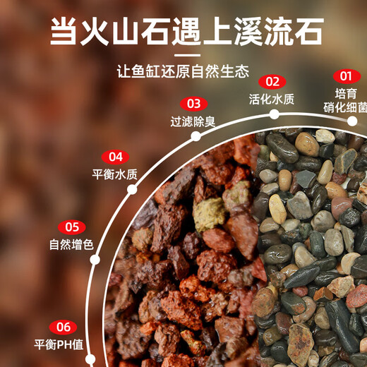 Nutrient soil volcanic stone stream stone fish tank landscaping decoration package native aquarium special bottom sand paving particles finely screened volcanic stone 6-12mm5Jin Jin is equal to 0.5kg