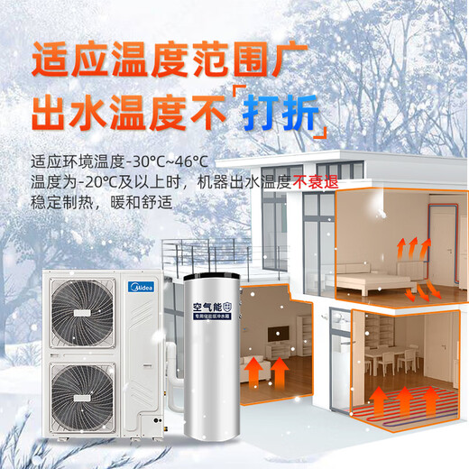 Midea air energy variable frequency first-level energy efficiency home heating series commercial floor heating radiator central air-conditioning air energy hot water heat pump air source heat pump 10 HP first-level energy efficiency Lieyan series 220 recommended