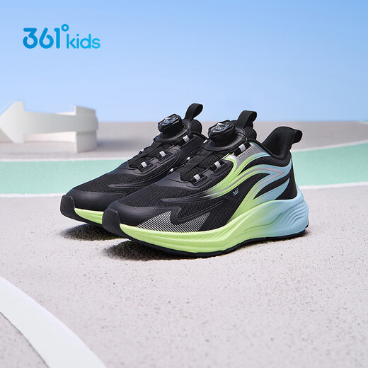 361 Qingling Children's Running Shoes 26 Spring Spring Bounce Cushioning Knob Professional Sports Shoes for Men and Women, Middle and Large Children, Black 36