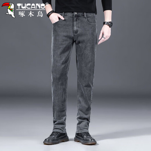 Woodpecker (TUCANO) jeans men's pants men's spring loose straight casual pants men's elastic trendy versatile trousers gray 32