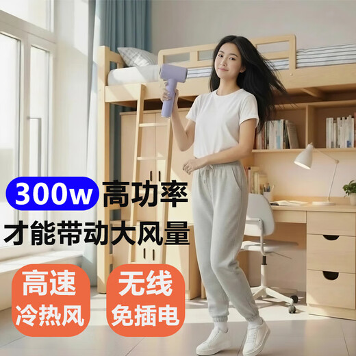 Wireless hair dryer for student dormitories, low power rechargeable hair dryer, USB rechargeable hair dryer, portable constant temperature, quick drying, unplugged, high wind power, high speed hot and cold air PLUS flagship version 45W super fast charge + LCD display