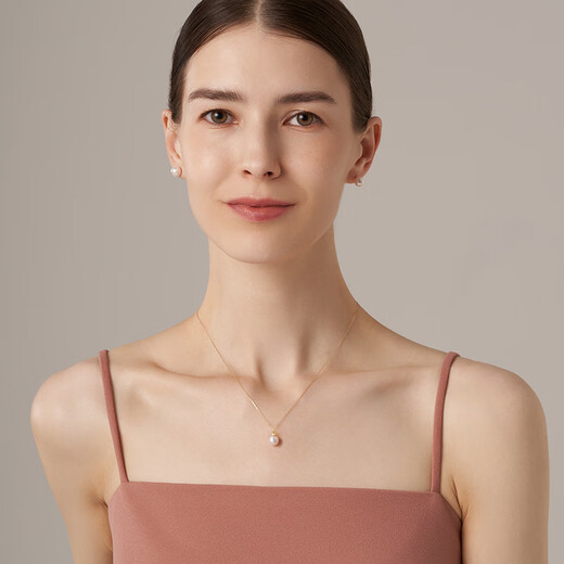 COF Jewelry 18K Gold Akoya Seawater Pearl Necklace Group-set Diamond Princess Diana Crown Pacifier Pendant Birthday Gift 8-8.5mm 18K Gold Pendant (Including 18K Gold Chain)