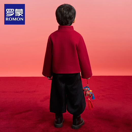 Luo Meng children's velvet Tang suit for boys and girls in winter new Chinese style Chinese New Year's greetings costume performance clothing single jacket red 130