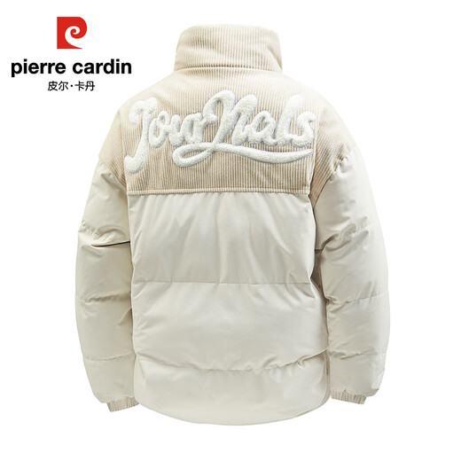 Pierre Cardin Japanese retro corduroy spliced thermal storage and heat-locking jacket, comfortable, breathable and windproof letter embroidered cotton coat, black XL